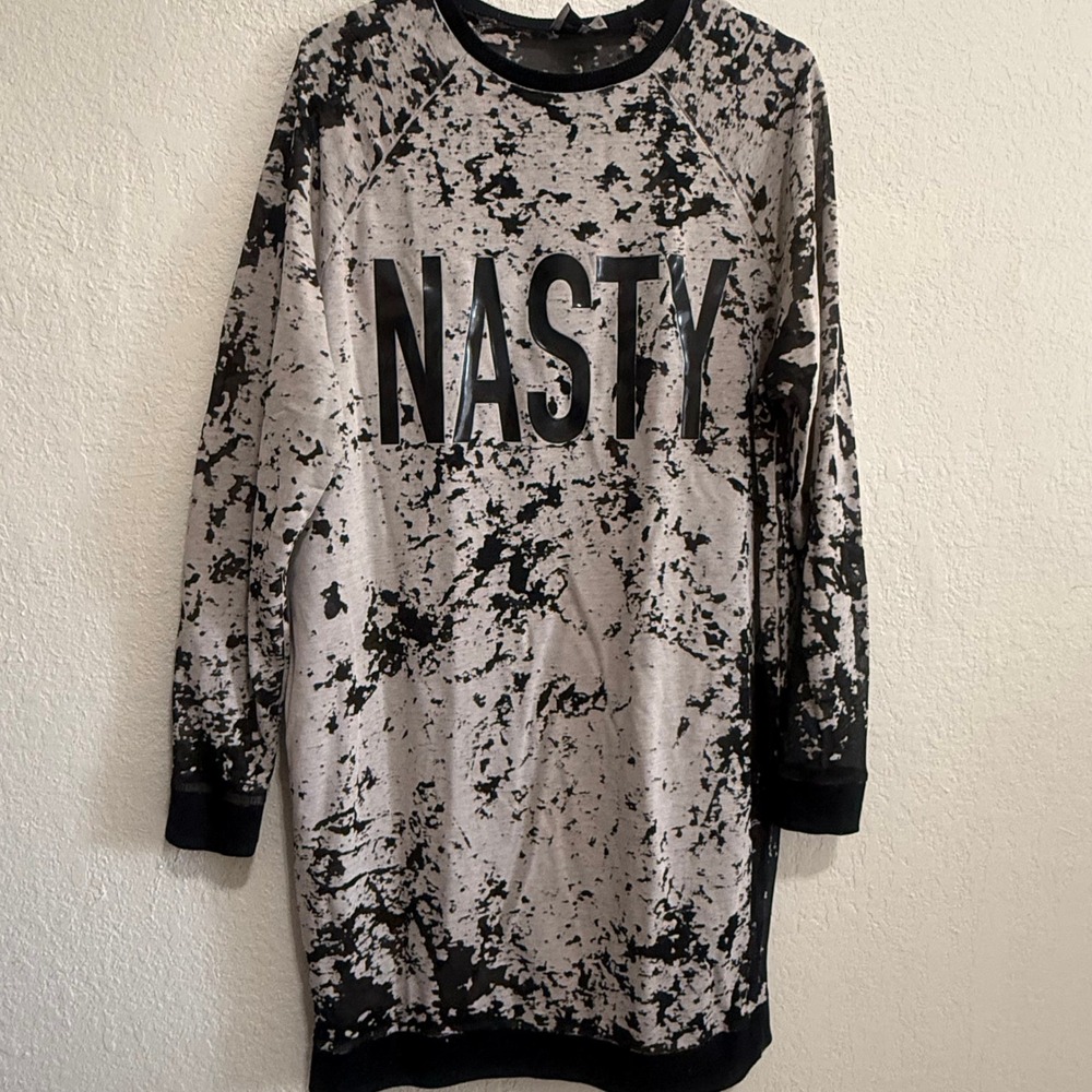 ASOS Nasty Graphic Print Long Sleeve Sweatshirt Dress Mens Size 10 US